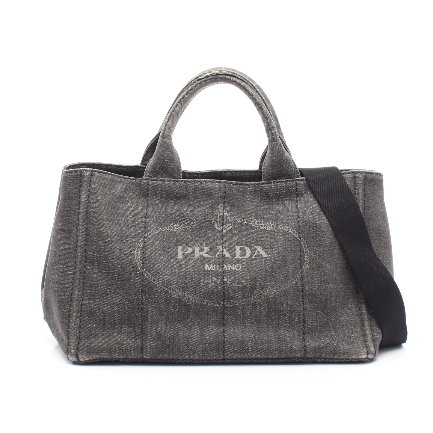 CANAPA DENIM カナパ 2WAY ハンドバッグ トートバッグ デニム ダークグレー プラダ バッグ PRADA