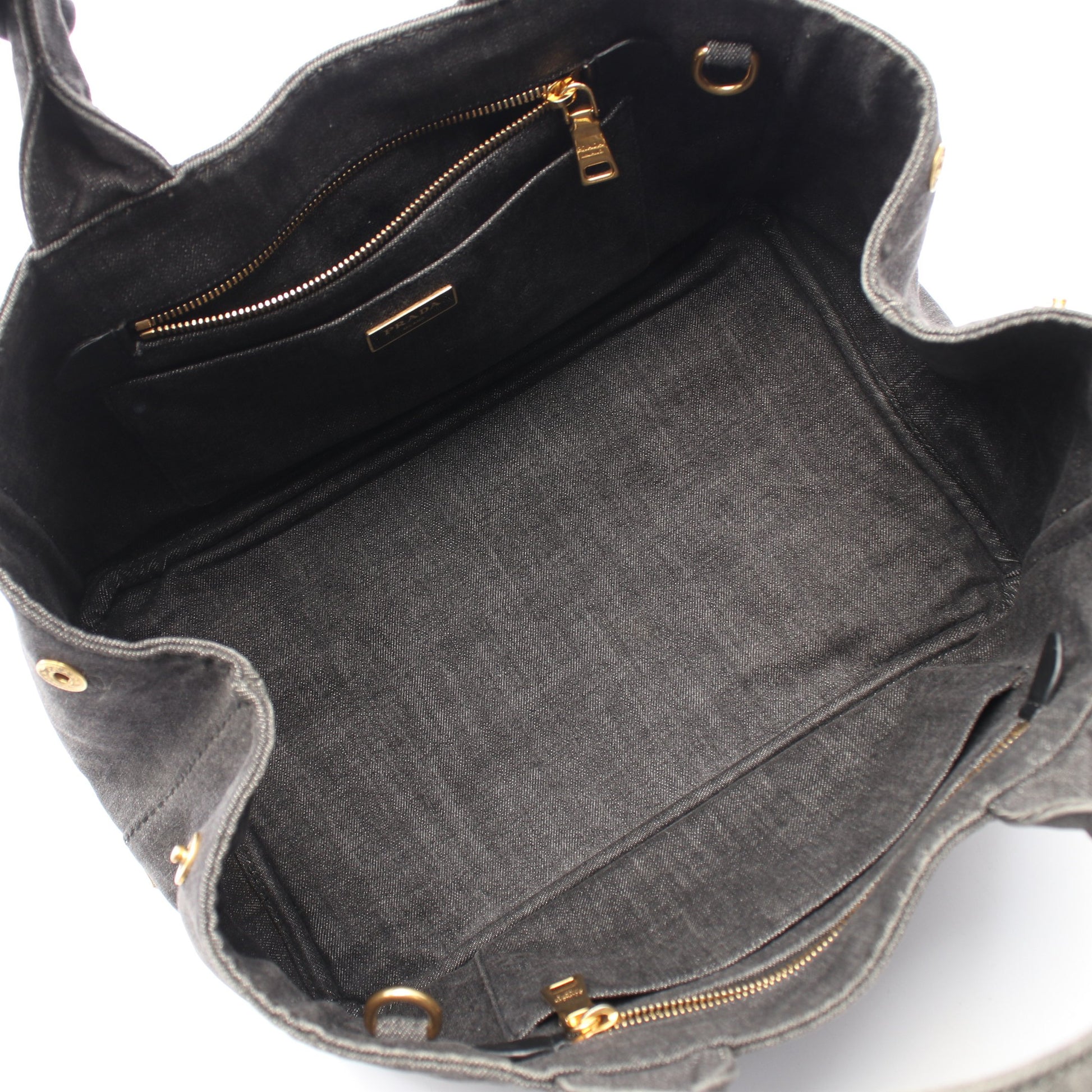 CANAPA DENIM カナパ 2WAY ハンドバッグ トートバッグ デニム ダークグレー プラダ バッグ PRADA