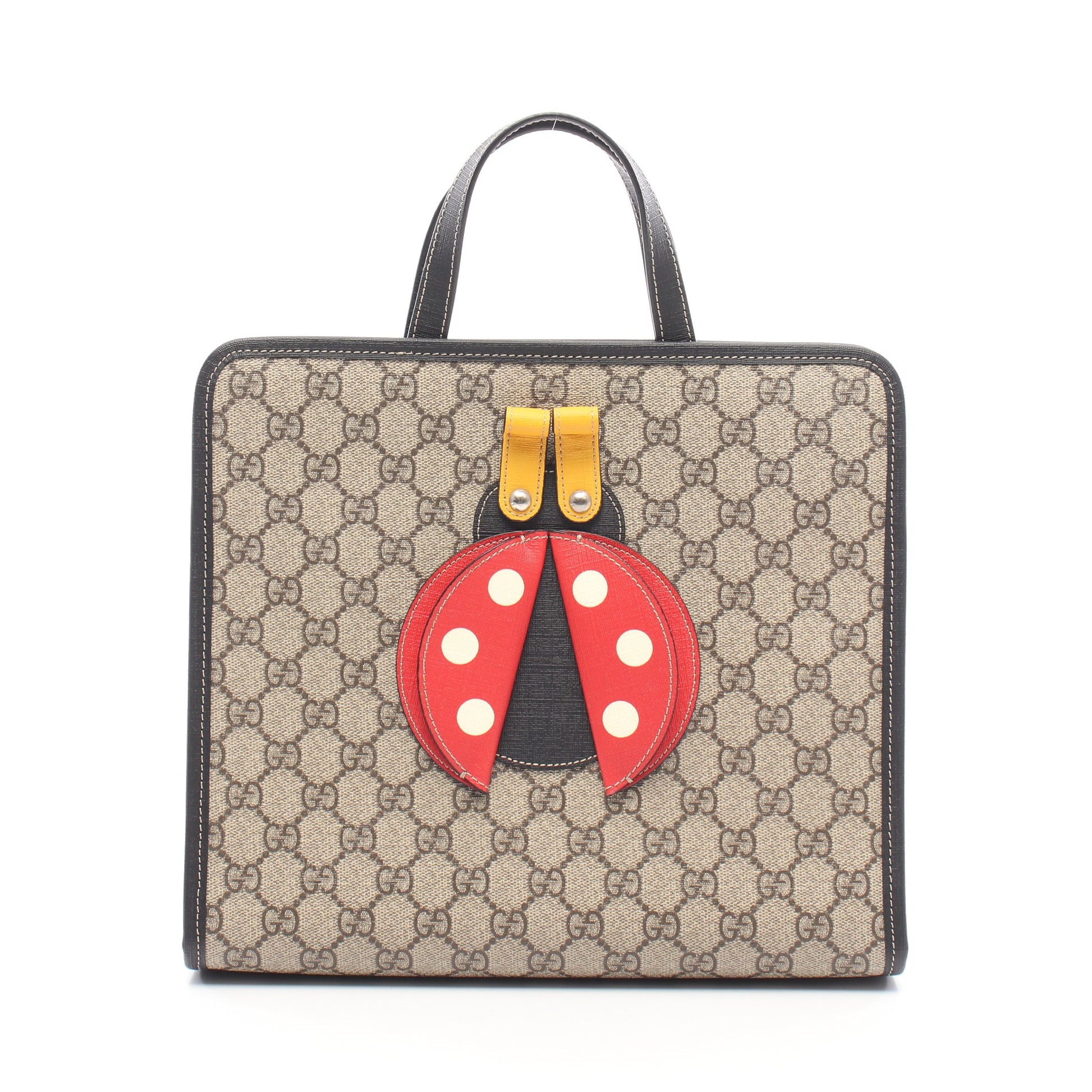 チルドレンズ GGスプリーム テントウムシ ハンドバッグ トートバッグ PVC レザー グレーベージュ マルチカラー グッチ バッグ GUCCI