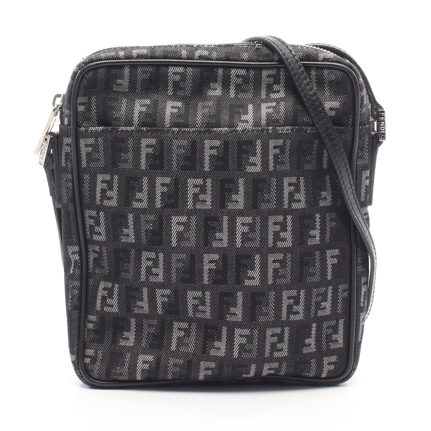 ズッキーノ ショルダーバッグ キャンバス レザー ブラック グレー フェンディ バッグ FENDI