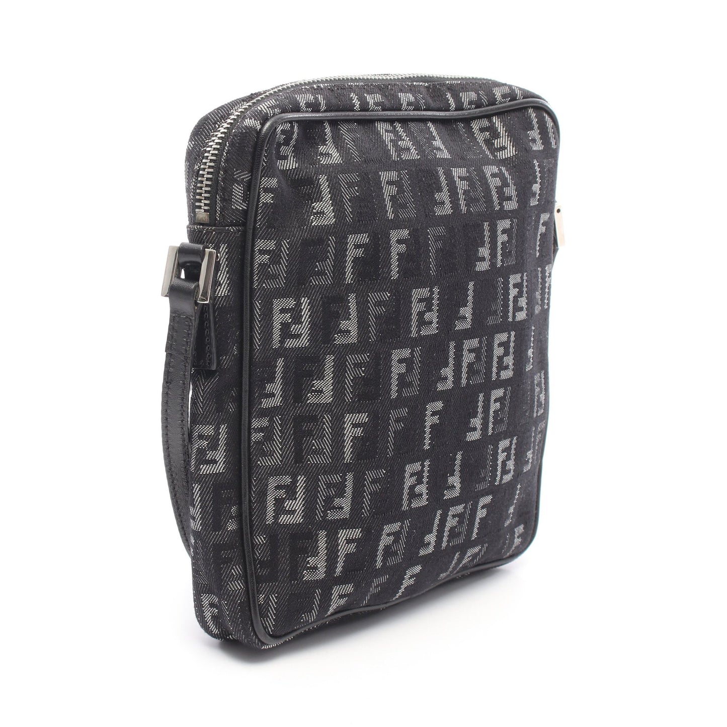 ズッキーノ ショルダーバッグ キャンバス レザー ブラック グレー フェンディ バッグ FENDI