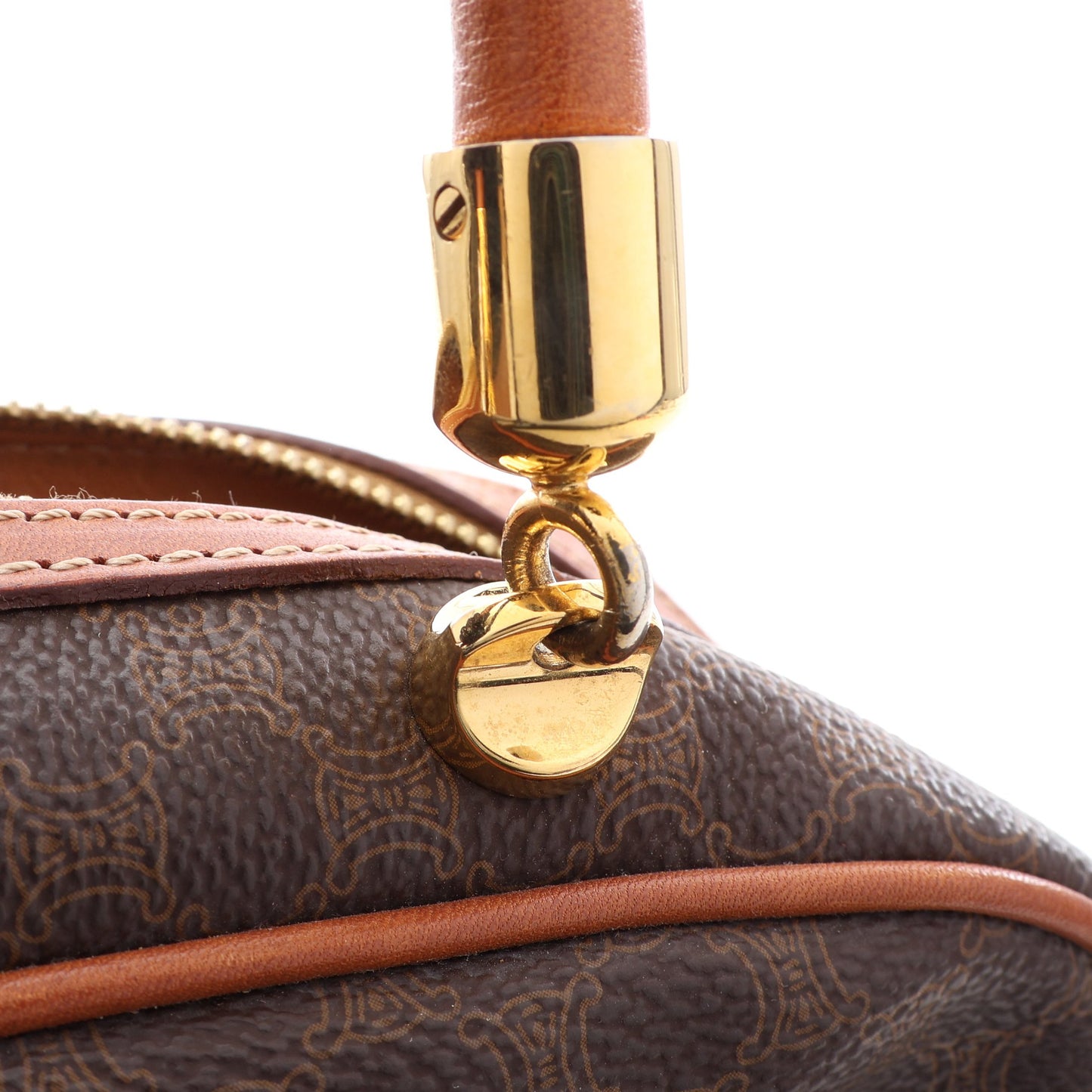 マカダム ハンドバッグ PVC レザー ダークブラウン ブラウン セリーヌ バッグ CELINE