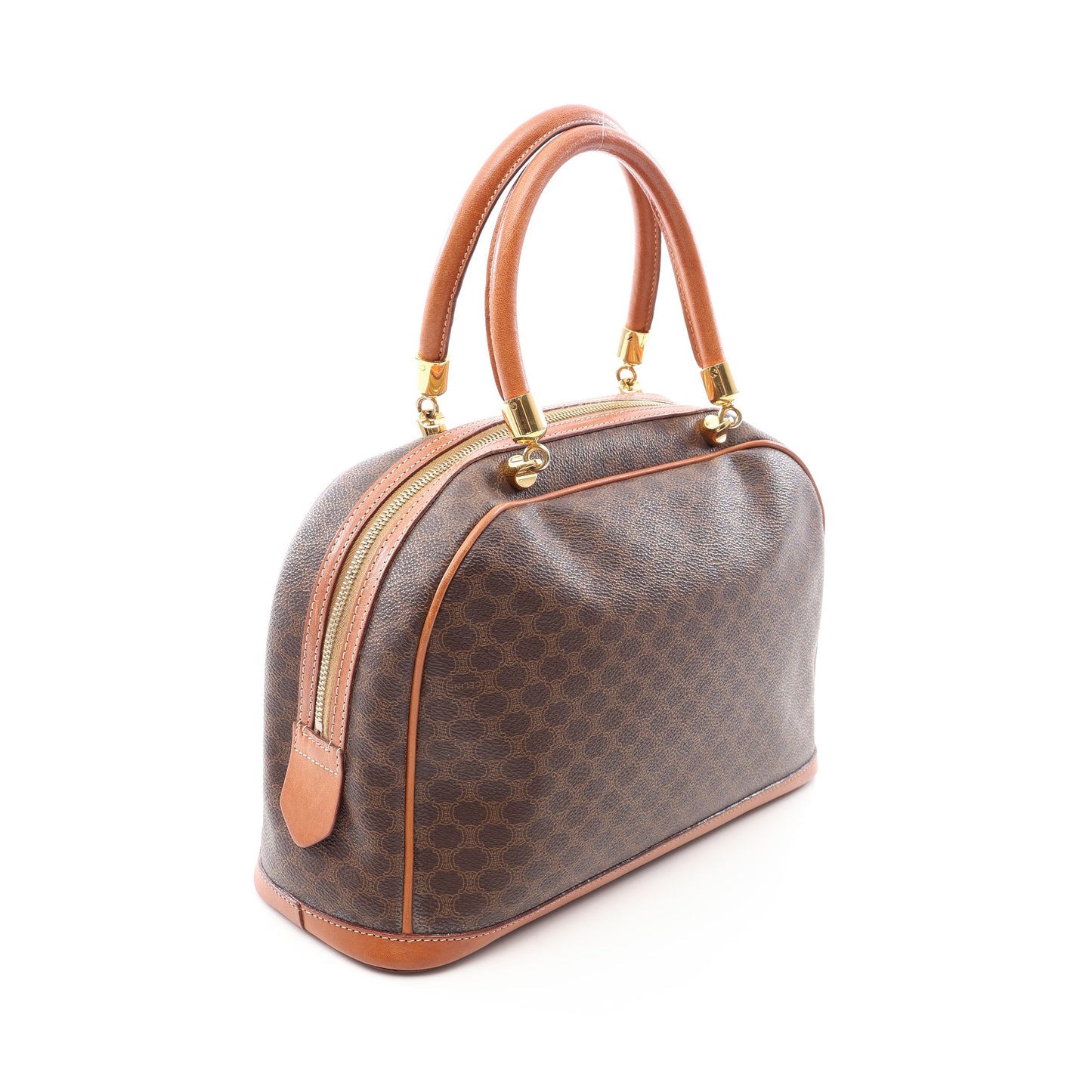 マカダム ハンドバッグ PVC レザー ダークブラウン ブラウン セリーヌ バッグ CELINE