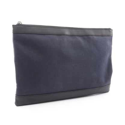 NAVY CLIP L ネイビークリップ クラッチバッグ キャンバス レザー ネイビー ブラック バレンシアガ