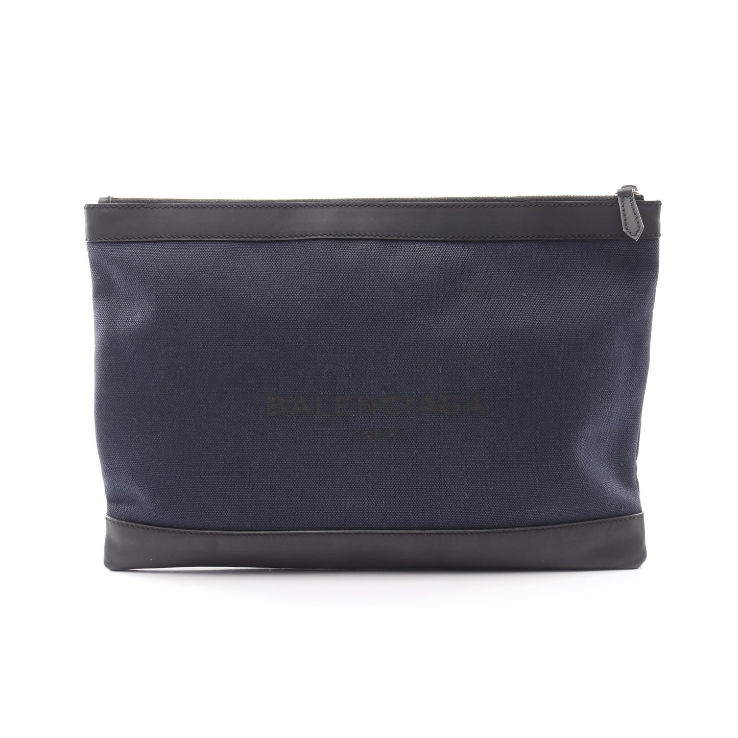 NAVY CLIP L ネイビークリップ クラッチバッグ キャンバス レザー ネイビー ブラック バレンシアガ