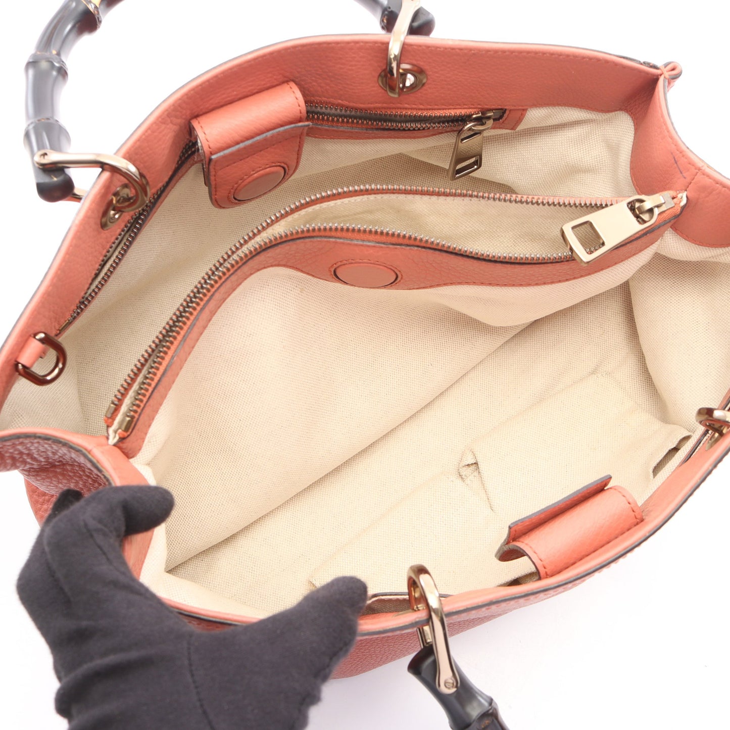 バンブー ショッパー ミディアム 2WAY ハンドバッグ トートバッグ レザー ピンク ブラック グッチ バッグ GUCCI