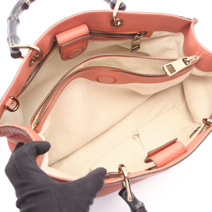 バンブー ショッパー ミディアム 2WAY ハンドバッグ トートバッグ レザー ピンク ブラック グッチ バッグ GUCCI