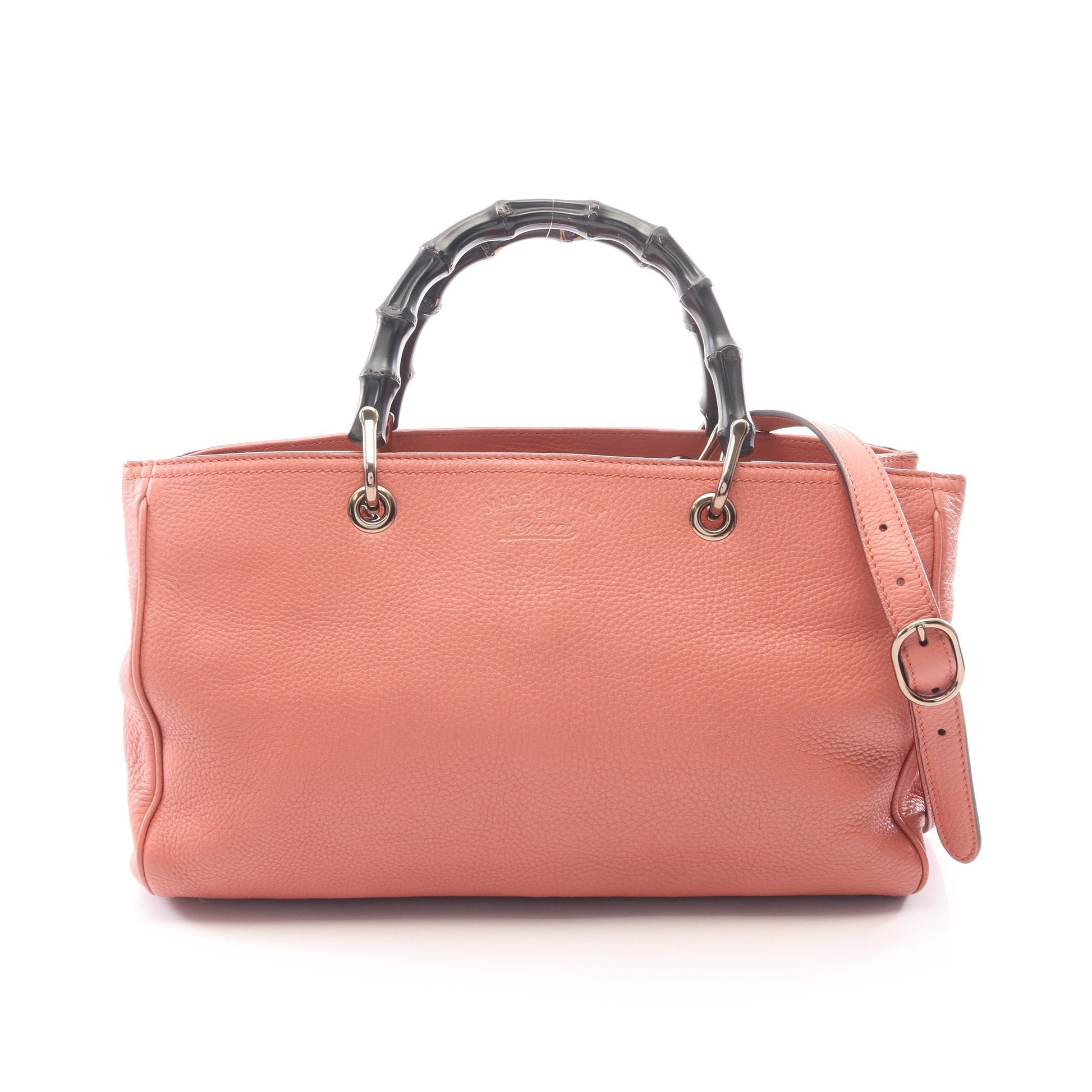 バンブー ショッパー ミディアム 2WAY ハンドバッグ トートバッグ レザー ピンク ブラック グッチ バッグ GUCCI