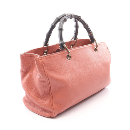 バンブー ショッパー ミディアム 2WAY ハンドバッグ トートバッグ レザー ピンク ブラック グッチ バッグ GUCCI