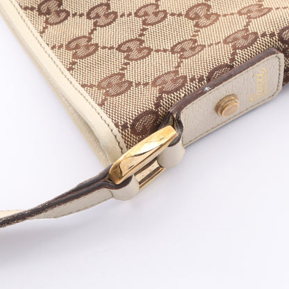 アビー GGキャンバス ショルダーバッグ キャンバス レザー ベージュ アイボリー グッチ バッグ GUCCI