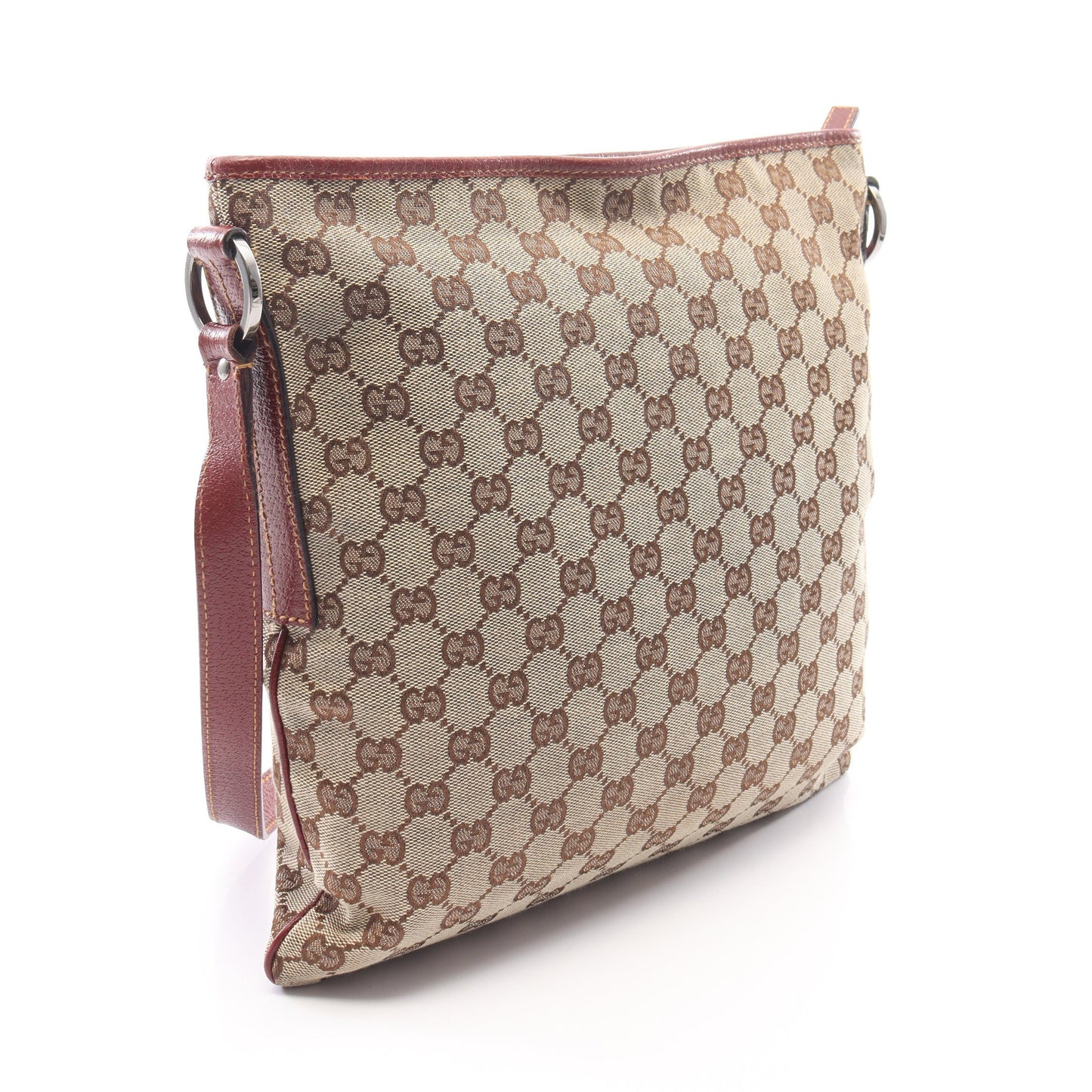 GGキャンバス ショルダーバッグ キャンバス レザー ベージュ ボルドー グッチ バッグ GUCCI