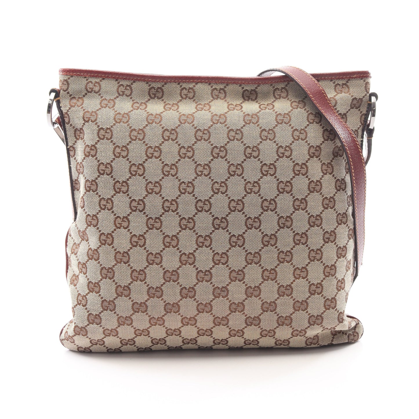 GGキャンバス ショルダーバッグ キャンバス レザー ベージュ ボルドー グッチ バッグ GUCCI