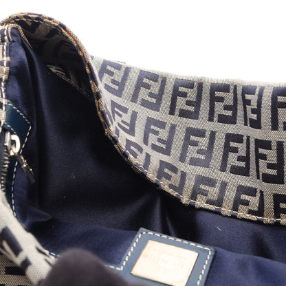マンマバケット ズッキーノ ショルダーバッグ キャンバス レザー グレー ネイビー フェンディ バッグ FENDI