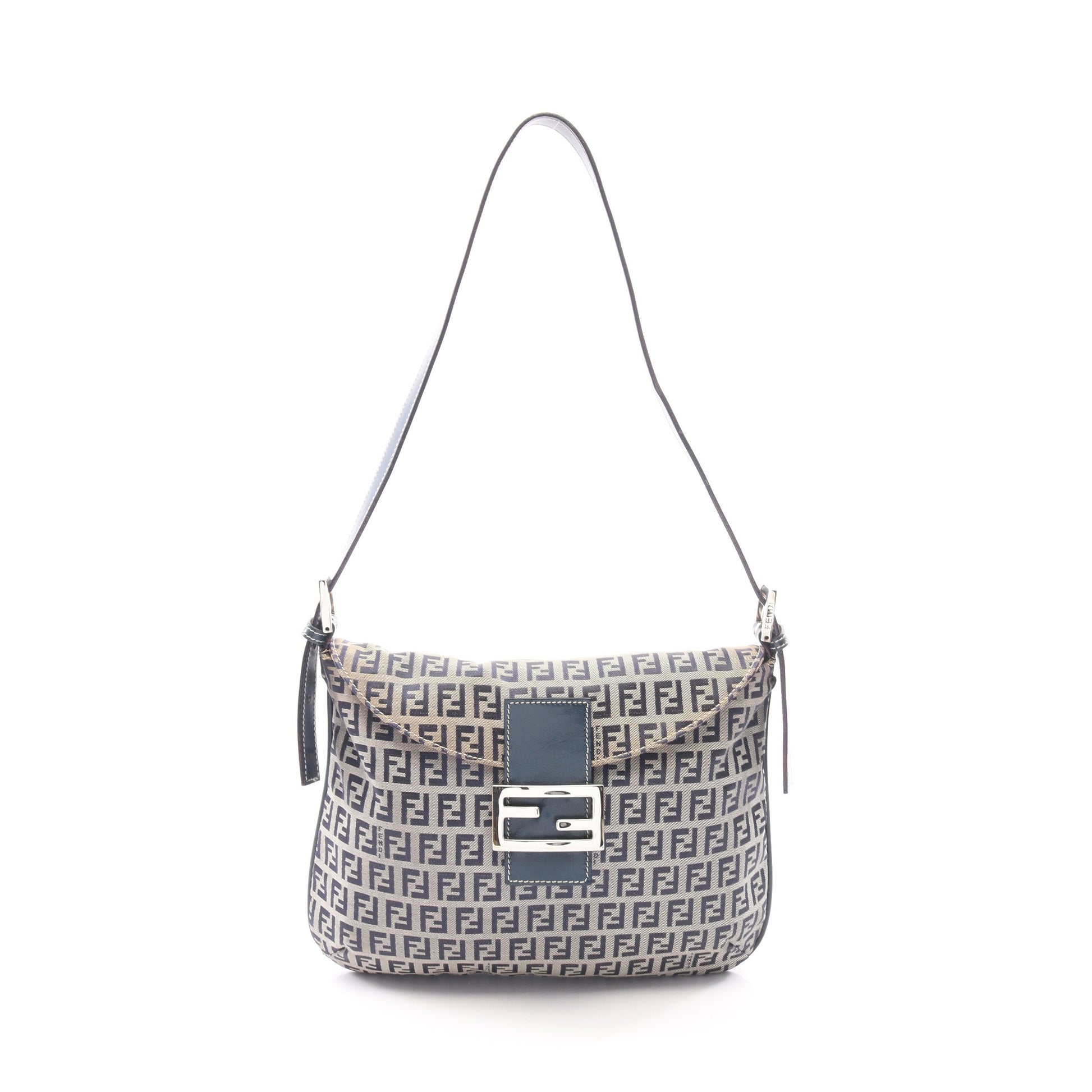 マンマバケット ズッキーノ ショルダーバッグ キャンバス レザー グレー ネイビー フェンディ バッグ FENDI