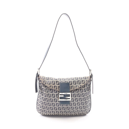 マンマバケット ズッキーノ ショルダーバッグ キャンバス レザー グレー ネイビー フェンディ バッグ FENDI