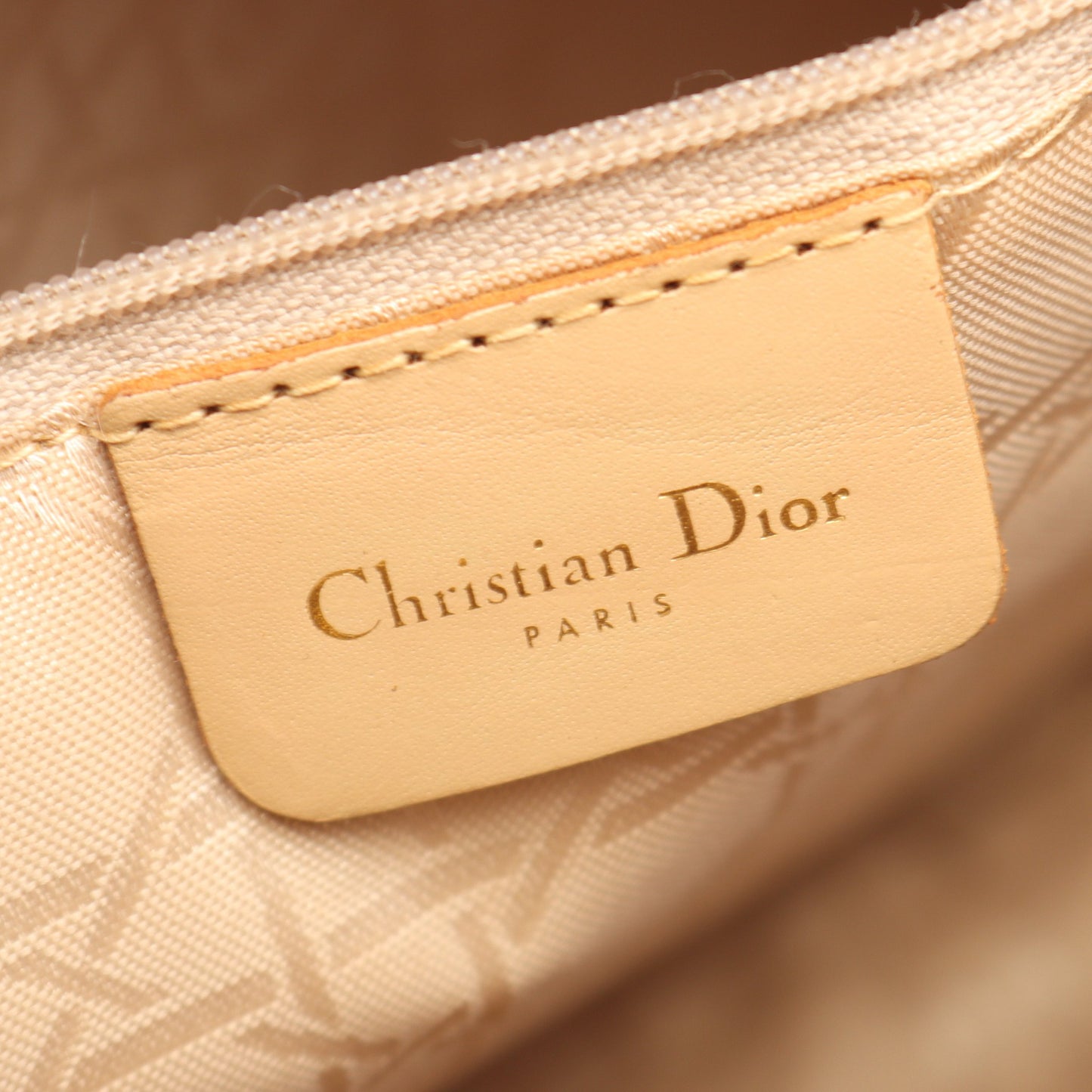 LADY DIOR レディディオール ラージ カナージュ ハンドバッグ トートバッグ ナイロン ベージュ クリスチャンディオール