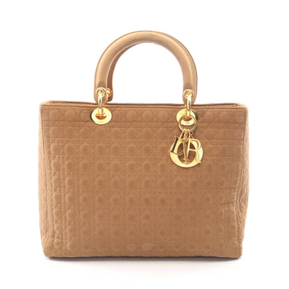 LADY DIOR レディディオール ラージ カナージュ ハンドバッグ トートバッグ ナイロン ベージュ クリスチャンディオール