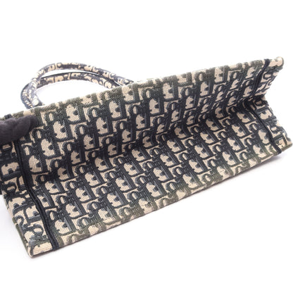 BOOK TOTE ブックトート ミディアム オブリークエンブロイダリー ハンドバッグ トートバッグ キャンバス ネイビー アイボリー クリスチャンディオール
