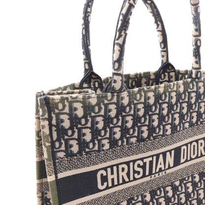 BOOK TOTE ブックトート ミディアム オブリークエンブロイダリー ハンドバッグ トートバッグ キャンバス ネイビー アイボリー クリスチャンディオール