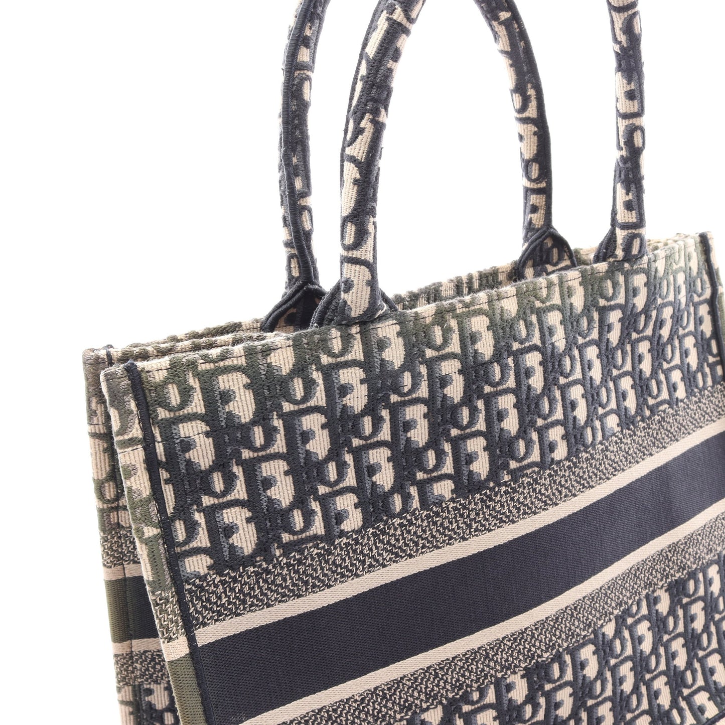 BOOK TOTE ブックトート ミディアム オブリークエンブロイダリー ハンドバッグ トートバッグ キャンバス ネイビー アイボリー クリスチャンディオール