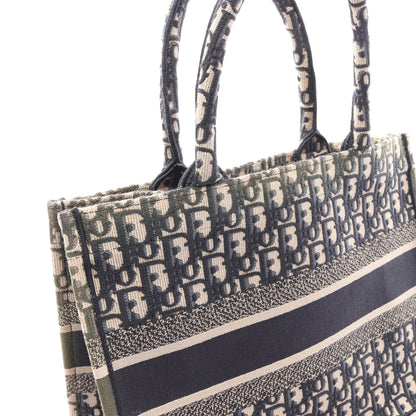 BOOK TOTE ブックトート ミディアム オブリークエンブロイダリー ハンドバッグ トートバッグ キャンバス ネイビー アイボリー クリスチャンディオール