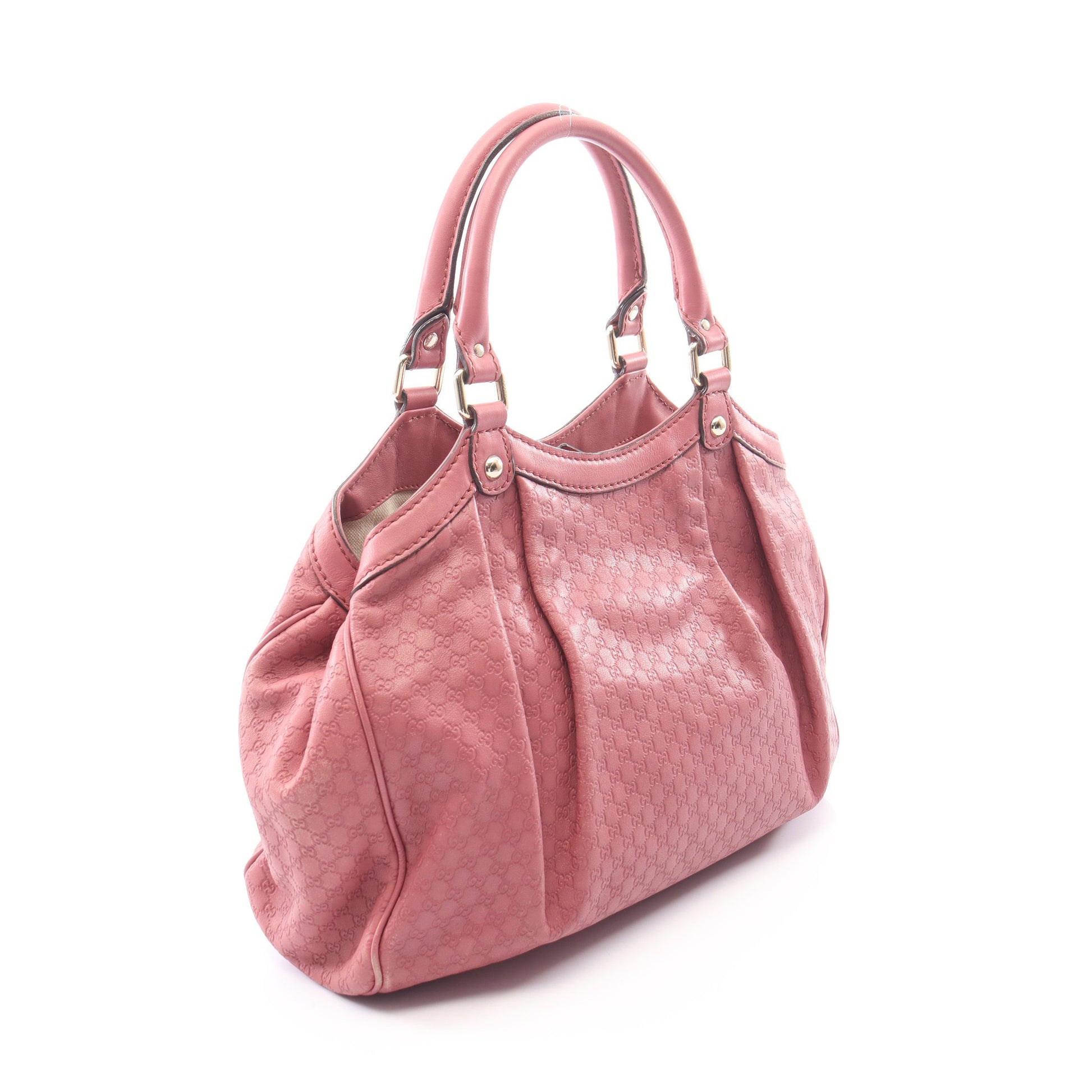 スーキー マイクログッチシマ ハンドバッグ レザー ピンク グッチ バッグ GUCCI