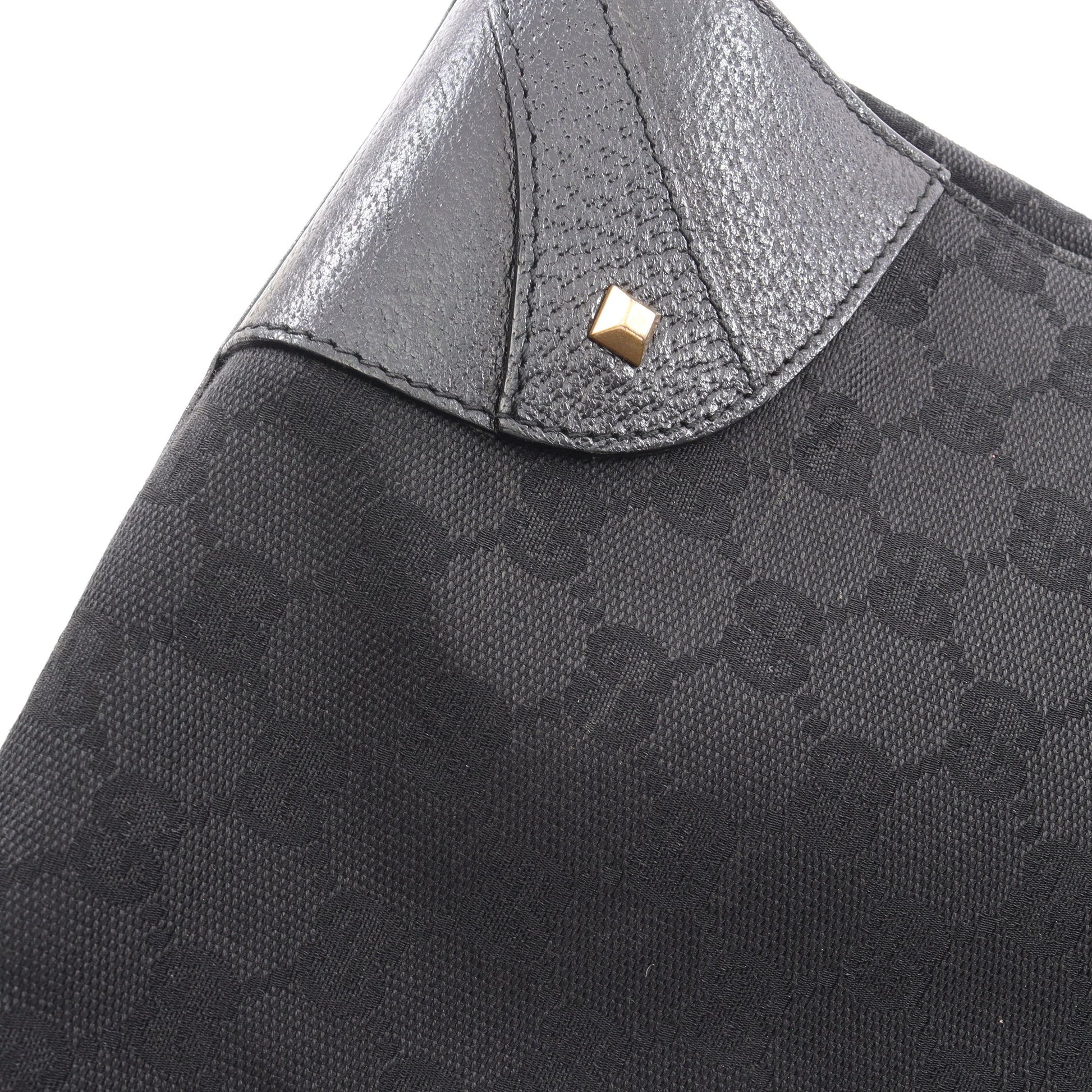 GGキャンバス ハンドバッグ キャンバス レザー ブラック グッチ バッグ GUCCI