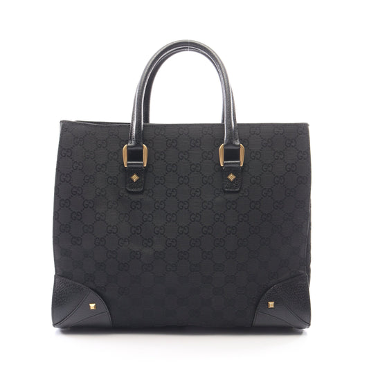 GGキャンバス ハンドバッグ キャンバス レザー ブラック グッチ バッグ GUCCI