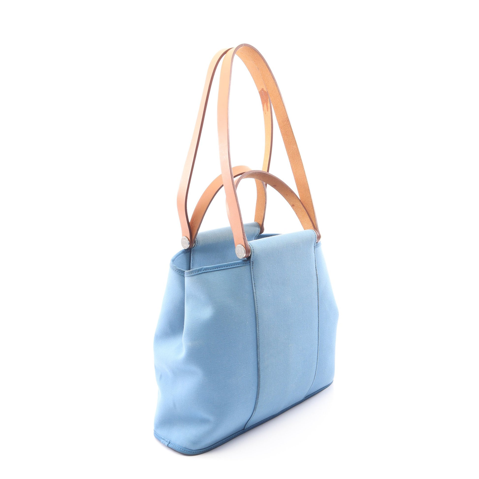 カバックPM アズール ナチュラル 2WAY ショルダーバッグ トートバッグ トワルオフィシエ ヴァッシュハンター ブルー ライトブラウン シルバー金具 □O刻印 エルメス バッグ HERMES