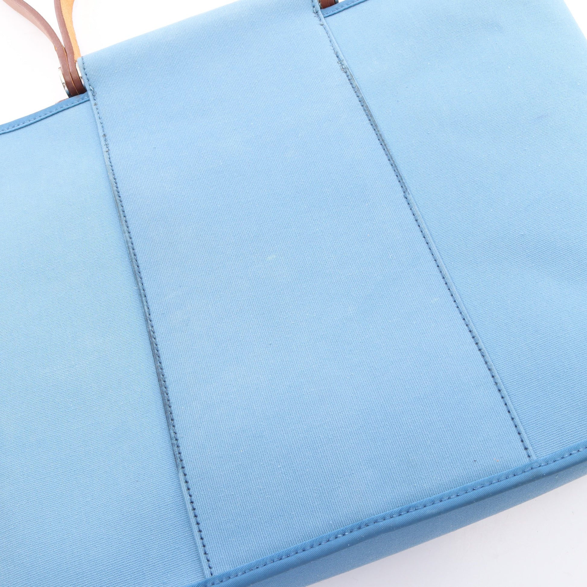 カバックPM アズール ナチュラル 2WAY ショルダーバッグ トートバッグ トワルオフィシエ ヴァッシュハンター ブルー ライトブラウン シルバー金具 □O刻印 エルメス バッグ HERMES