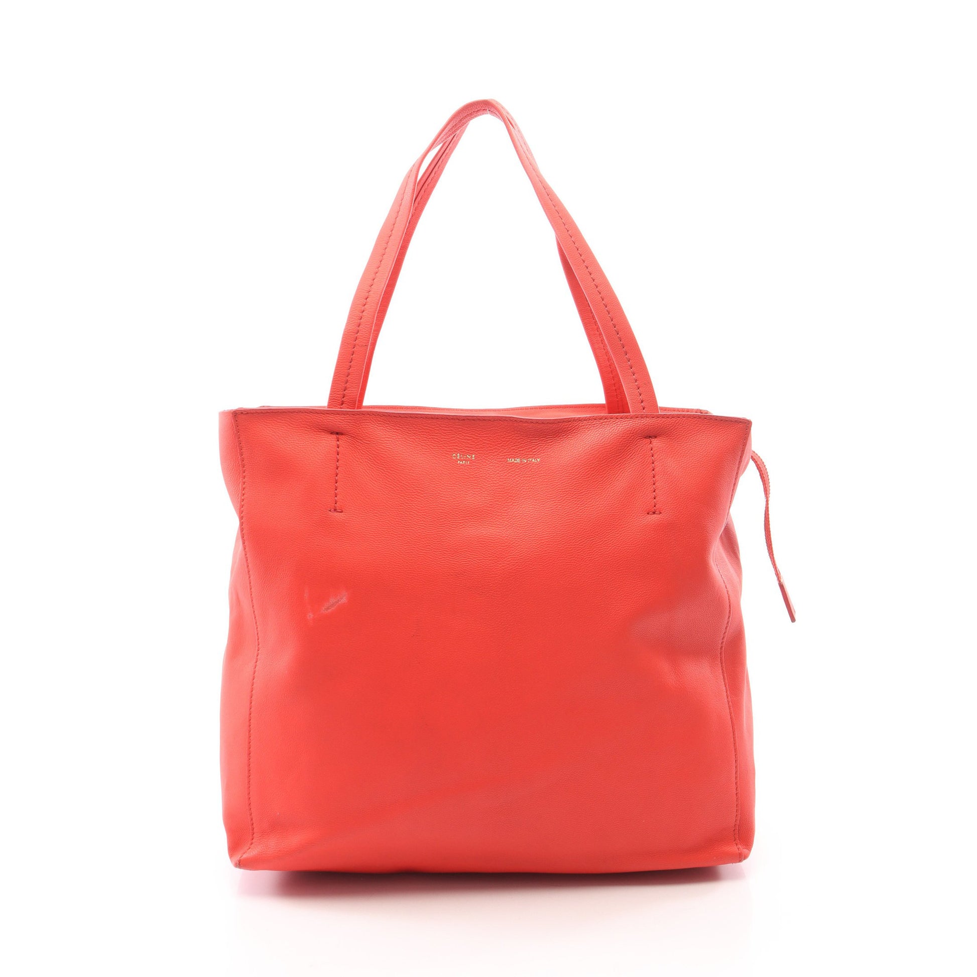 ホリゾンタル カバ スモール ハンドバッグ トートバッグ レザー オレンジレッド セリーヌ バッグ CELINE