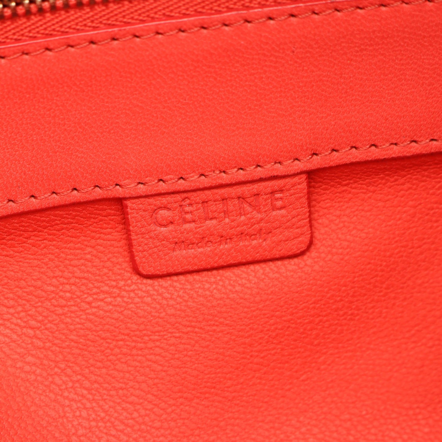 ホリゾンタル カバ スモール ハンドバッグ トートバッグ レザー オレンジレッド セリーヌ バッグ CELINE