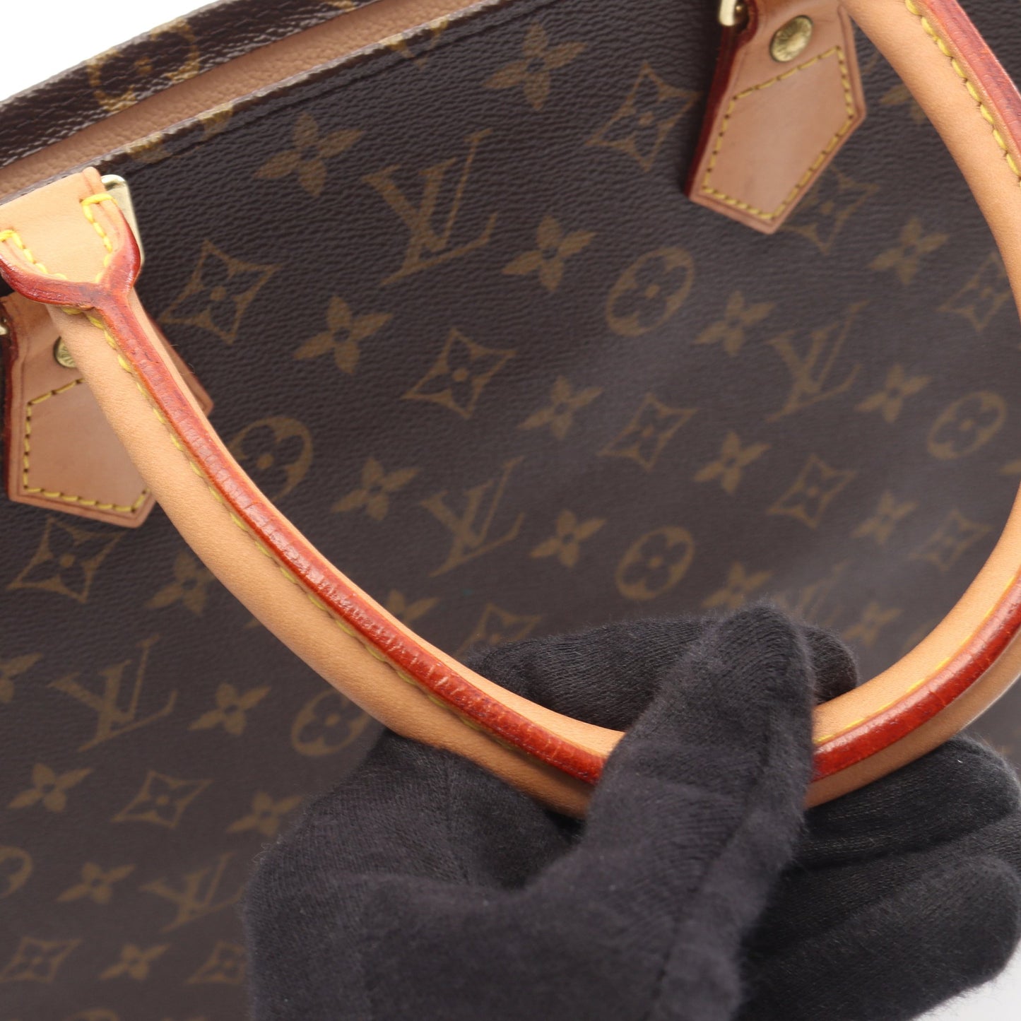 サックプラ モノグラム ハンドバッグ トートバッグ PVC レザー ブラウン ルイヴィトン バッグ LOUIS VUITTON