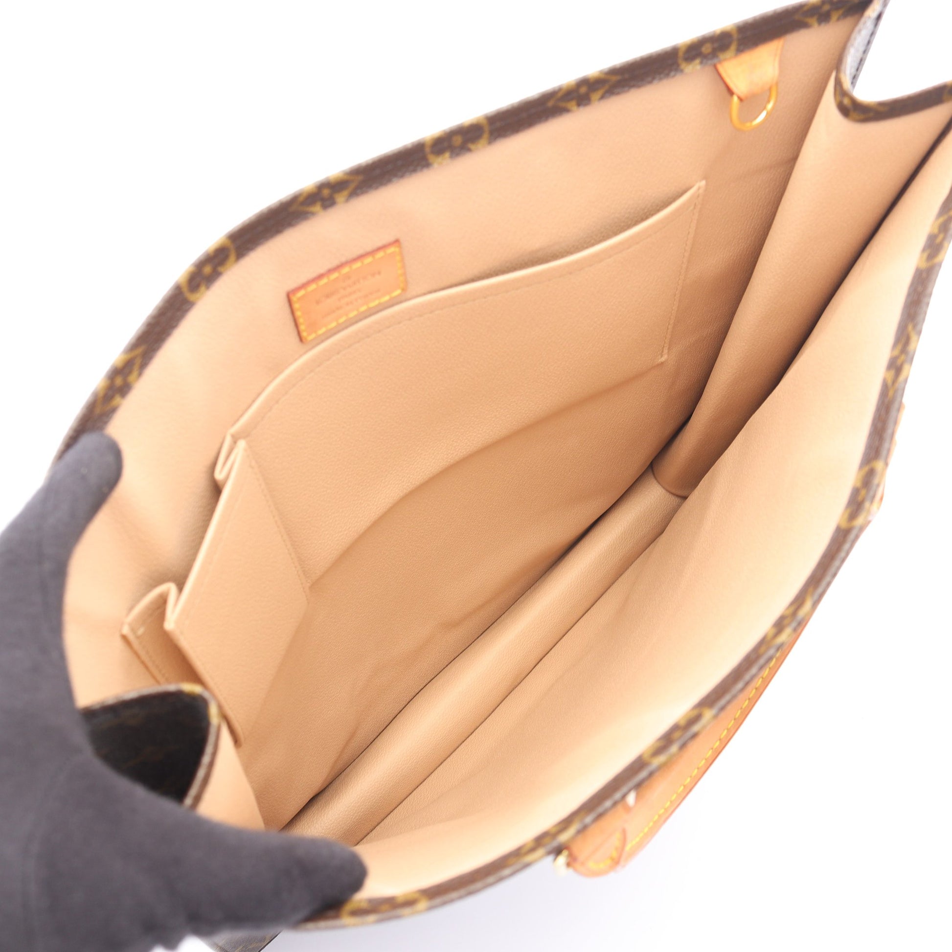 サックプラ モノグラム ハンドバッグ トートバッグ PVC レザー ブラウン ルイヴィトン バッグ LOUIS VUITTON