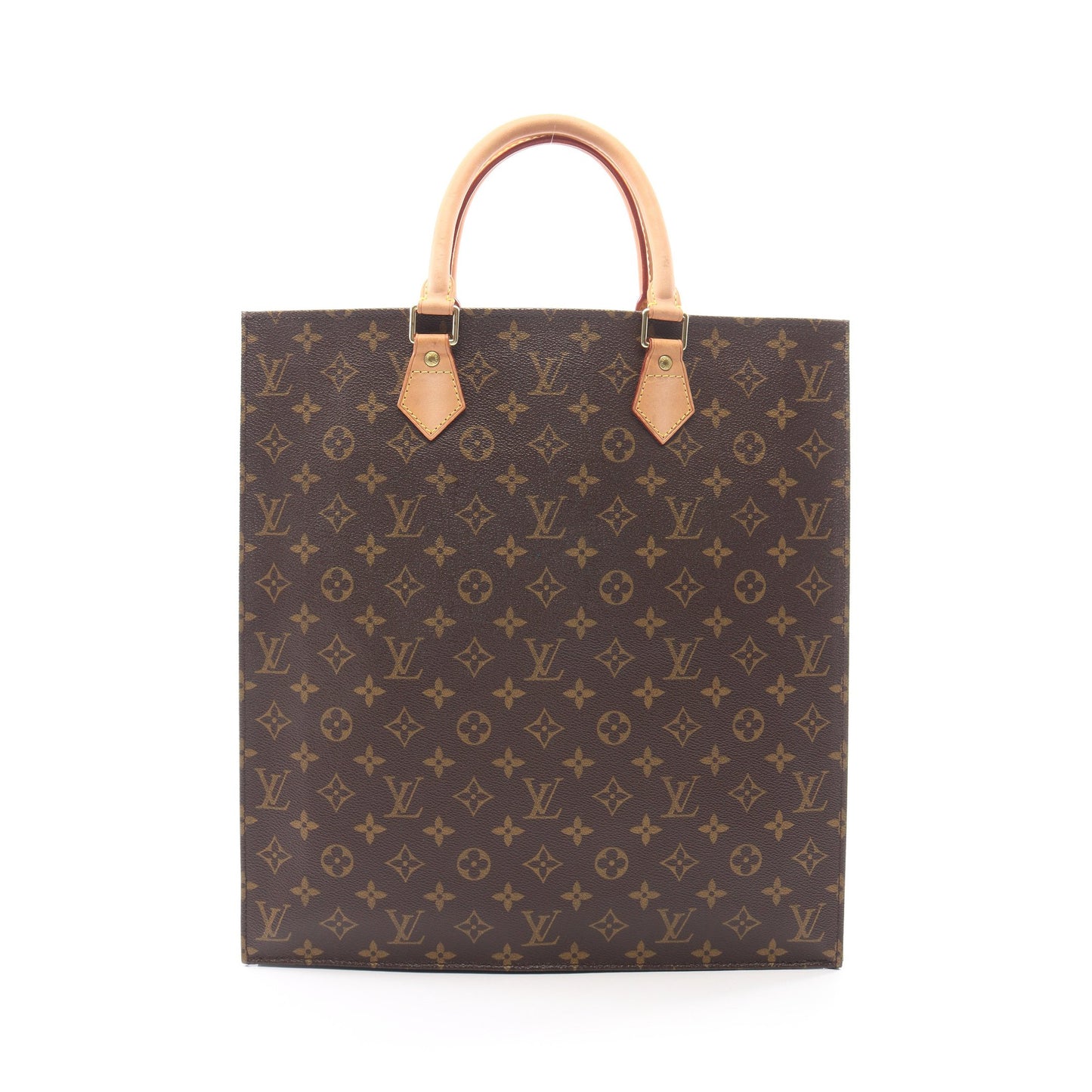 サックプラ モノグラム ハンドバッグ トートバッグ PVC レザー ブラウン ルイヴィトン バッグ LOUIS VUITTON