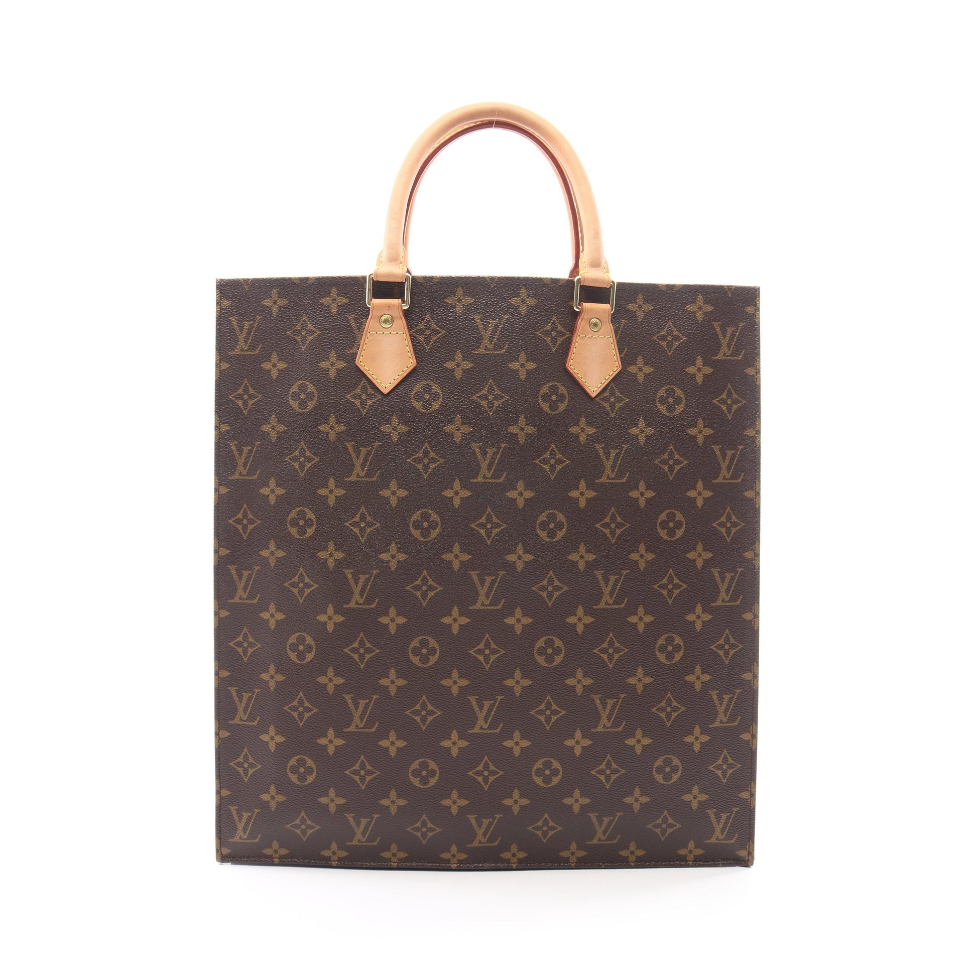 サックプラ モノグラム ハンドバッグ トートバッグ PVC レザー ブラウン ルイヴィトン バッグ LOUIS VUITTON