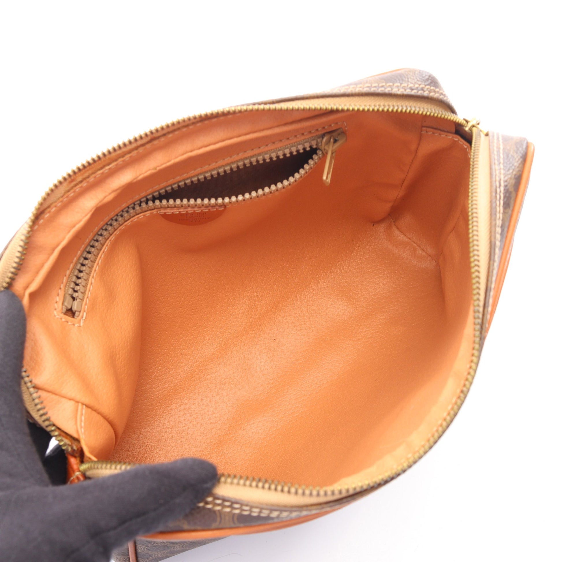 マカダム クラッチバッグ PVC レザー ダークブラウン ブラウン セリーヌ バッグ CELINE