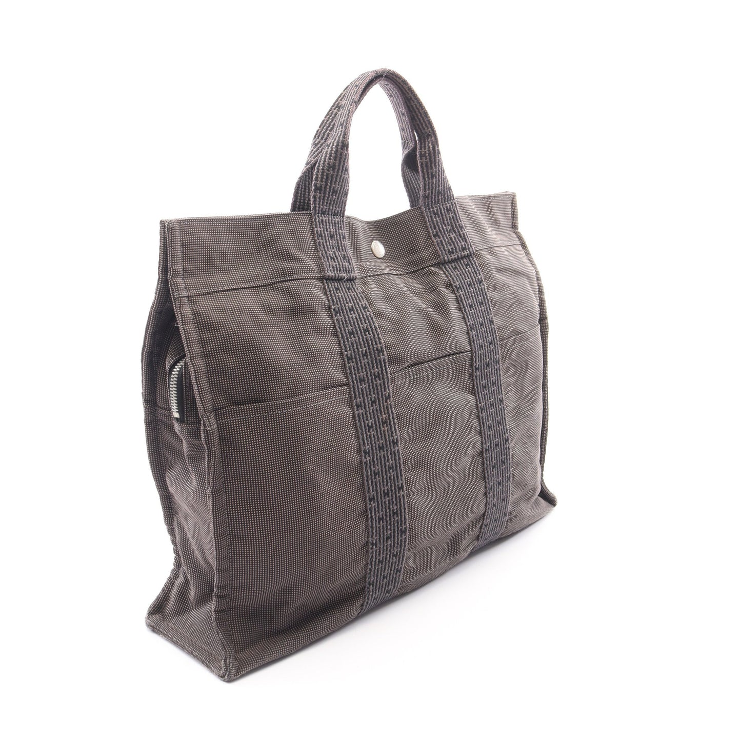 エールラインMM ハンドバッグ トートバッグ ナイロンキャンバス ダークグレー シルバー金具 エルメス バッグ HERMES