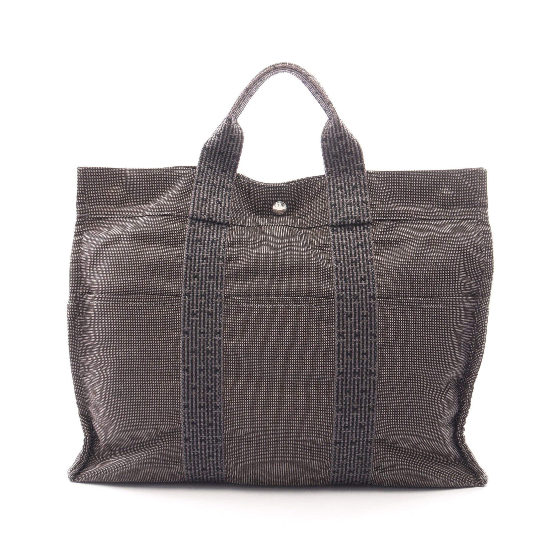 エールラインMM ハンドバッグ トートバッグ ナイロンキャンバス ダークグレー シルバー金具 エルメス バッグ HERMES