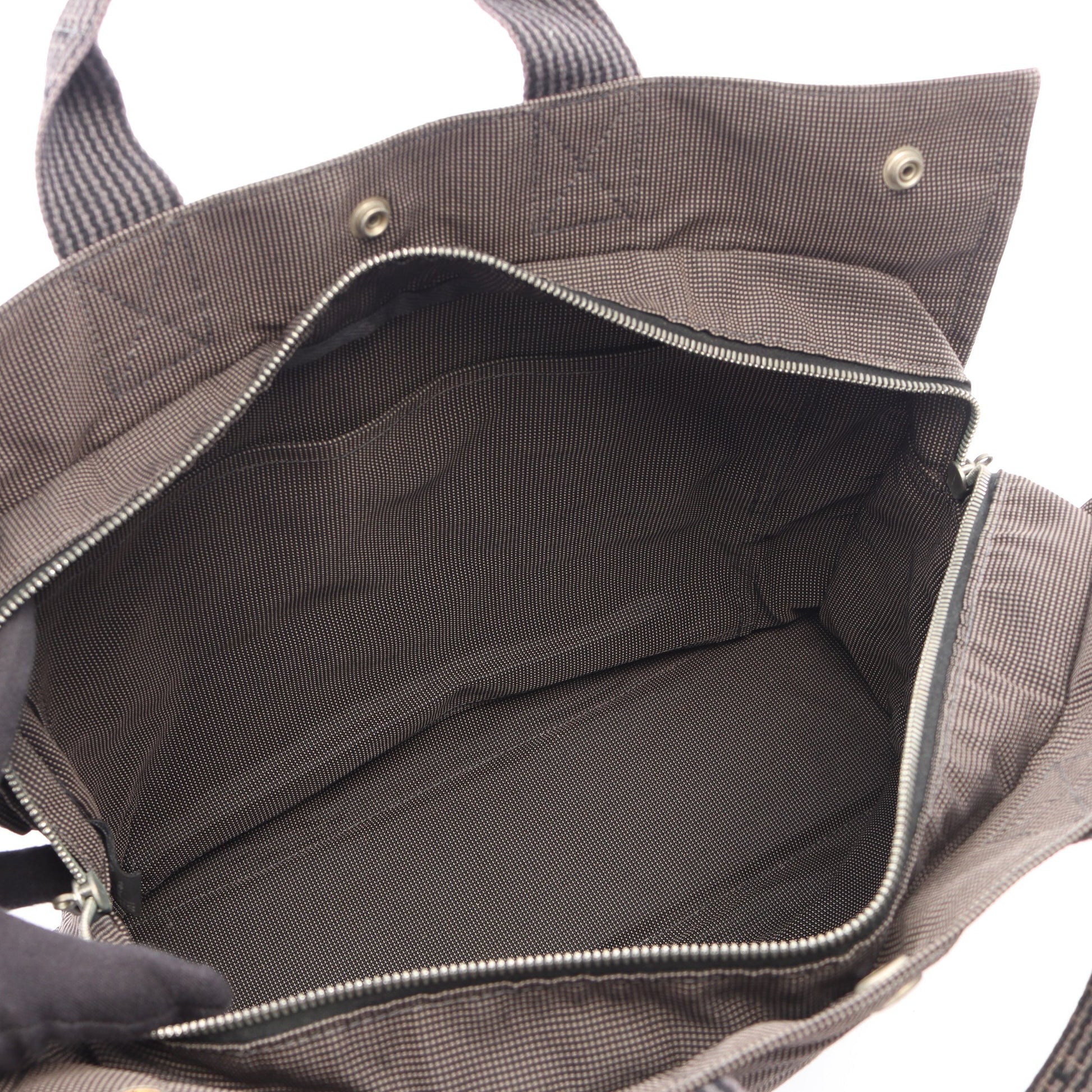 エールラインMM ハンドバッグ トートバッグ ナイロンキャンバス ダークグレー シルバー金具 エルメス バッグ HERMES