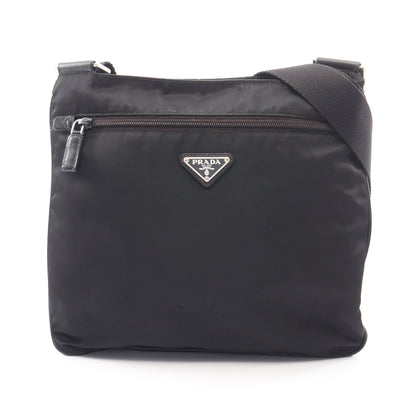 トライアングルロゴ ショルダーバッグ ナイロン サフィアーノレザー ブラック プラダ バッグ PRADA