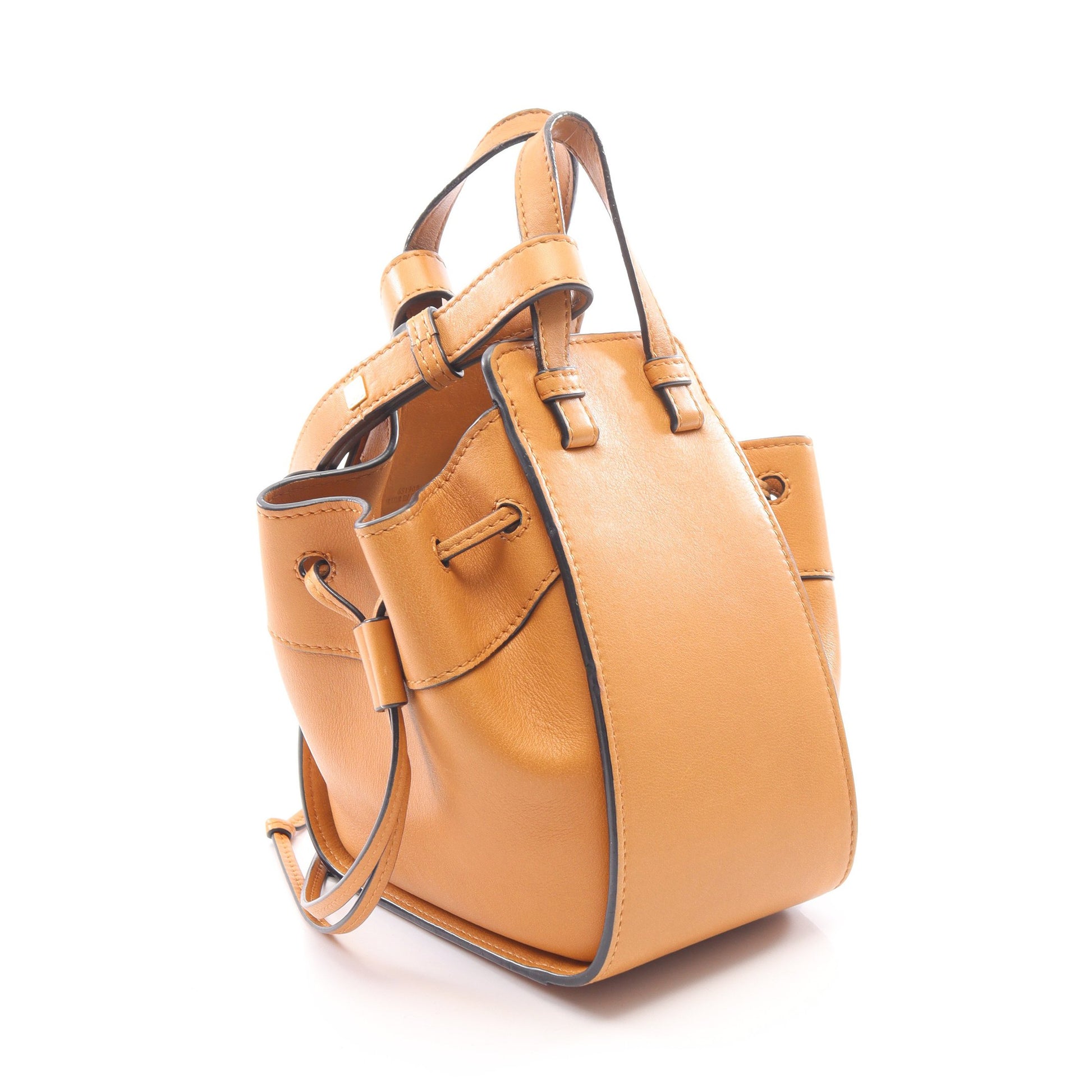 ハンモック ドローストリングバッグ ミニ 2WAY ハンドバッグ レザー ライトブラウン ロエベ バッグ LOEWE