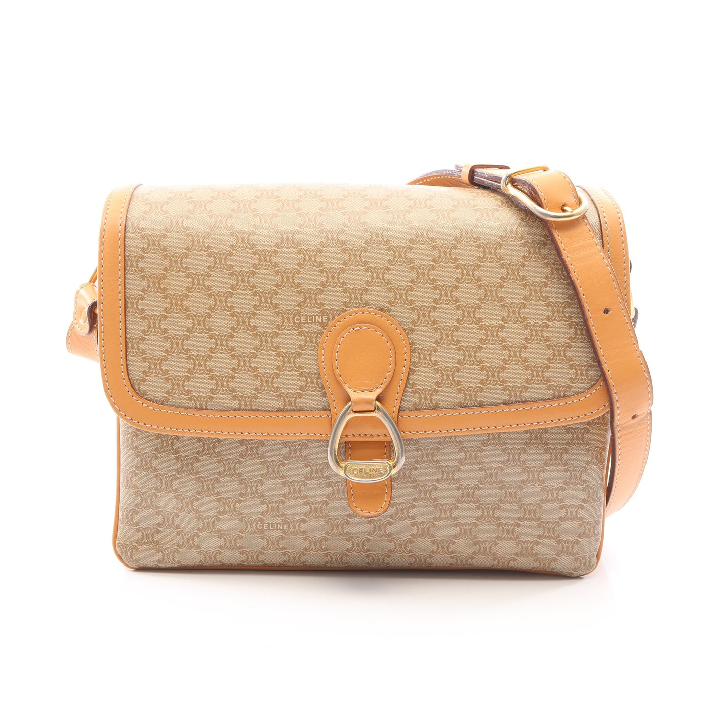 マカダム ショルダーバッグ PVC レザー ベージュ ライトブラウン セリーヌ バッグ CELINE