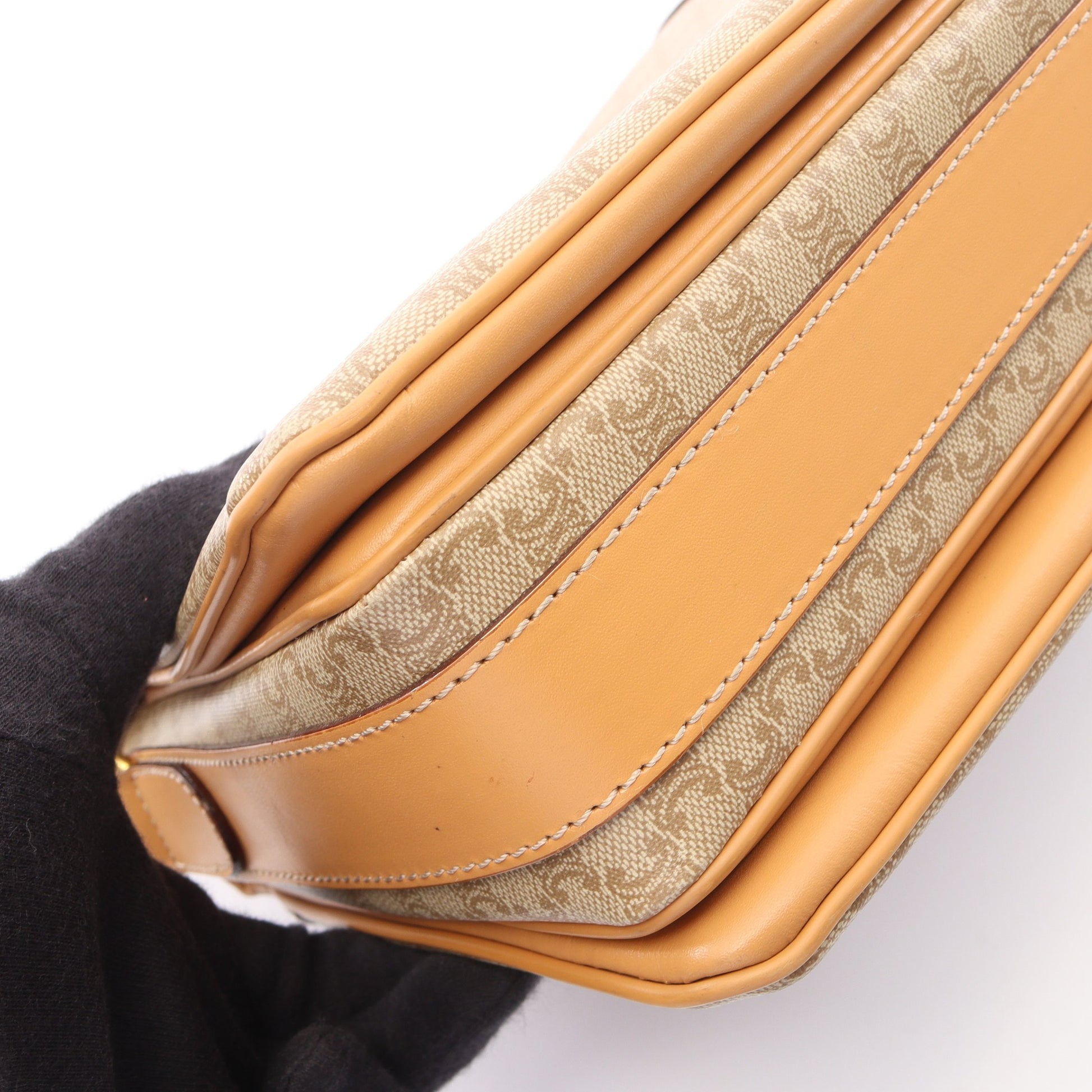 マカダム ショルダーバッグ PVC レザー ベージュ ライトブラウン セリーヌ バッグ CELINE