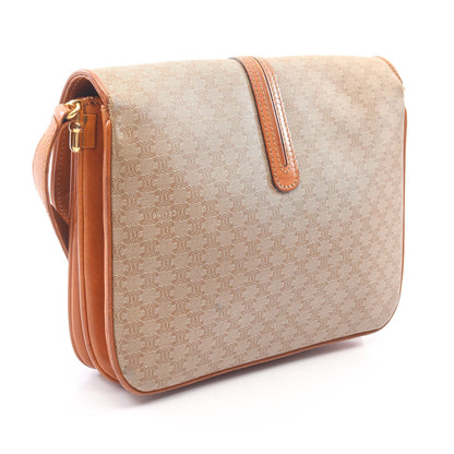 マカダム ショルダーバッグ PVC レザー ベージュ ブラウン セリーヌ バッグ CELINE