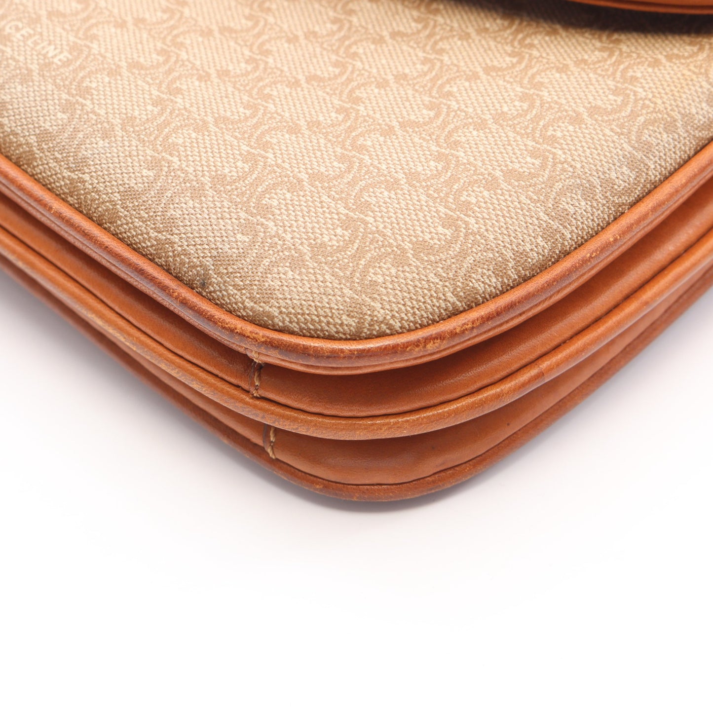 マカダム ショルダーバッグ PVC レザー ベージュ ブラウン セリーヌ バッグ CELINE