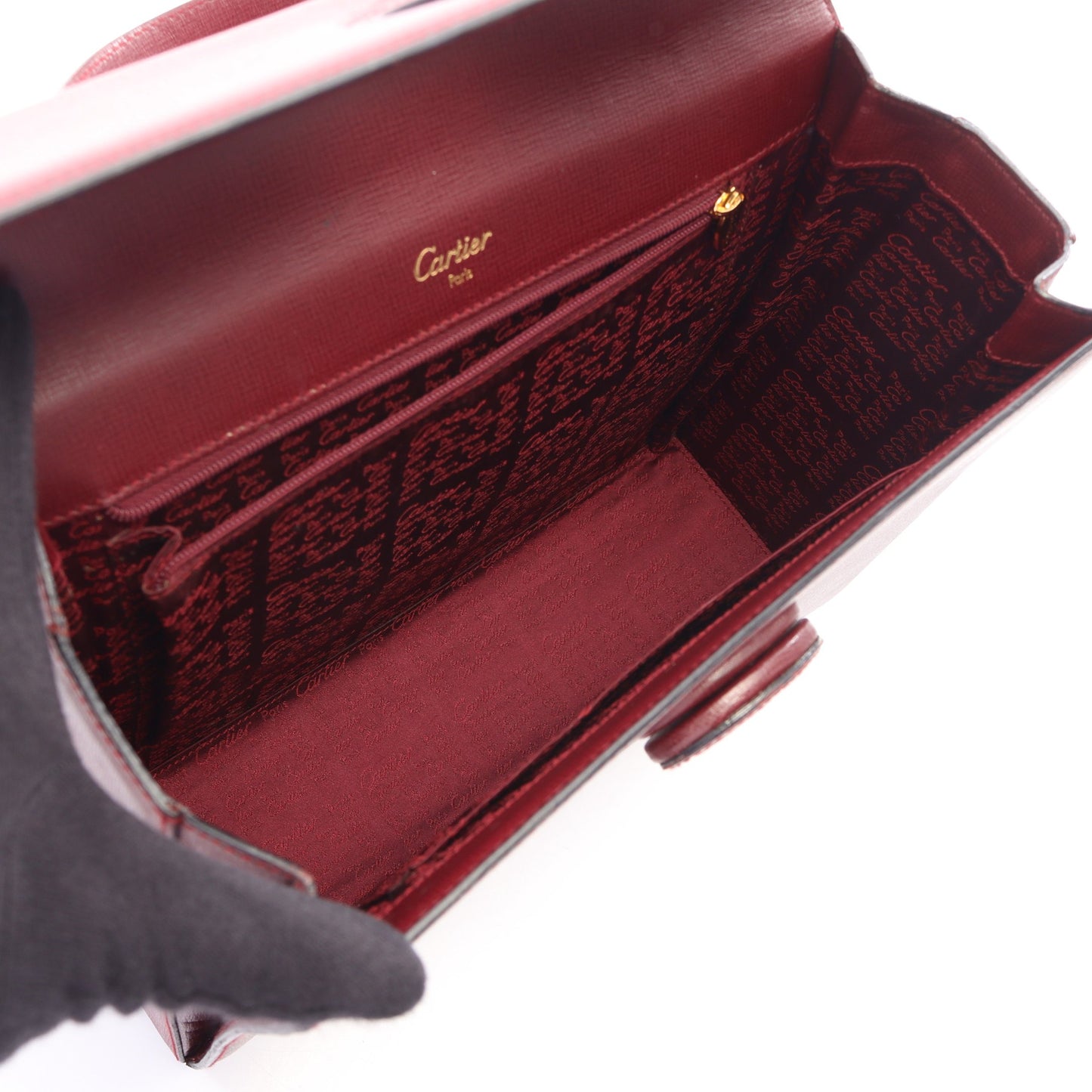 マストライン ハンドバッグ レザー ボルドー カルティエ バッグ Cartier