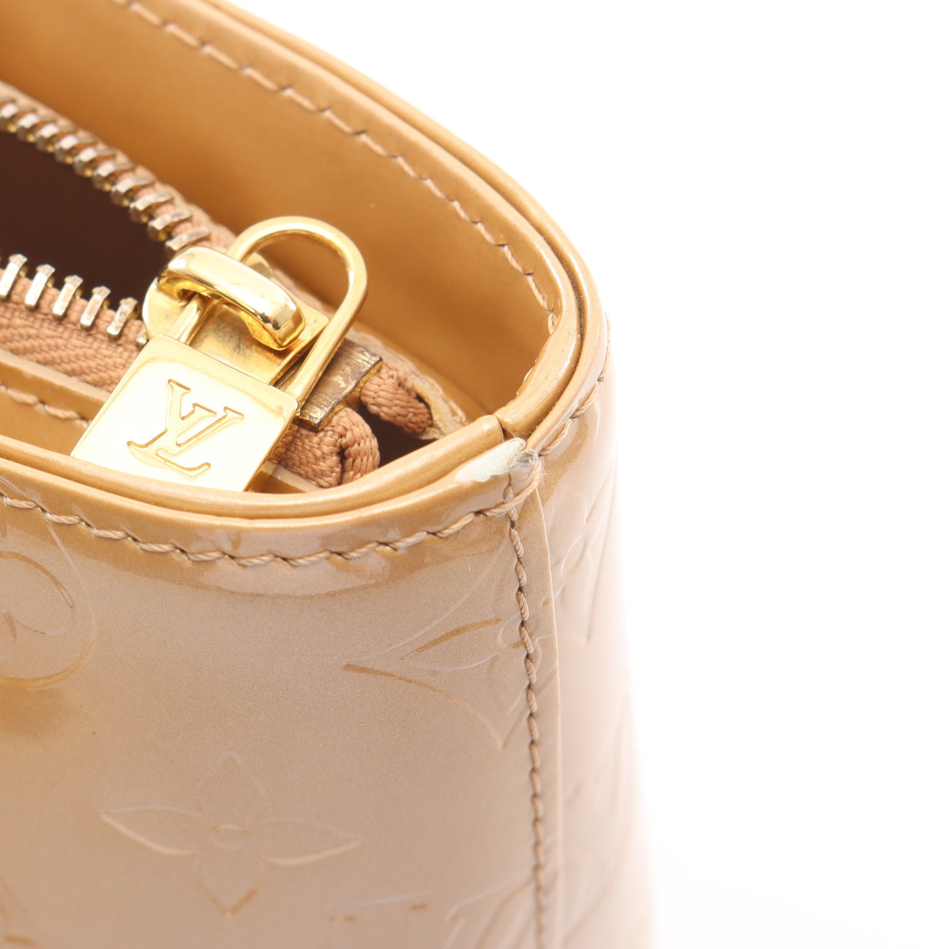 ヒューストン モノグラムヴェルニ ノワゼット ハンドバッグ レザー ベージュ ルイヴィトン バッグ LOUIS VUITTON