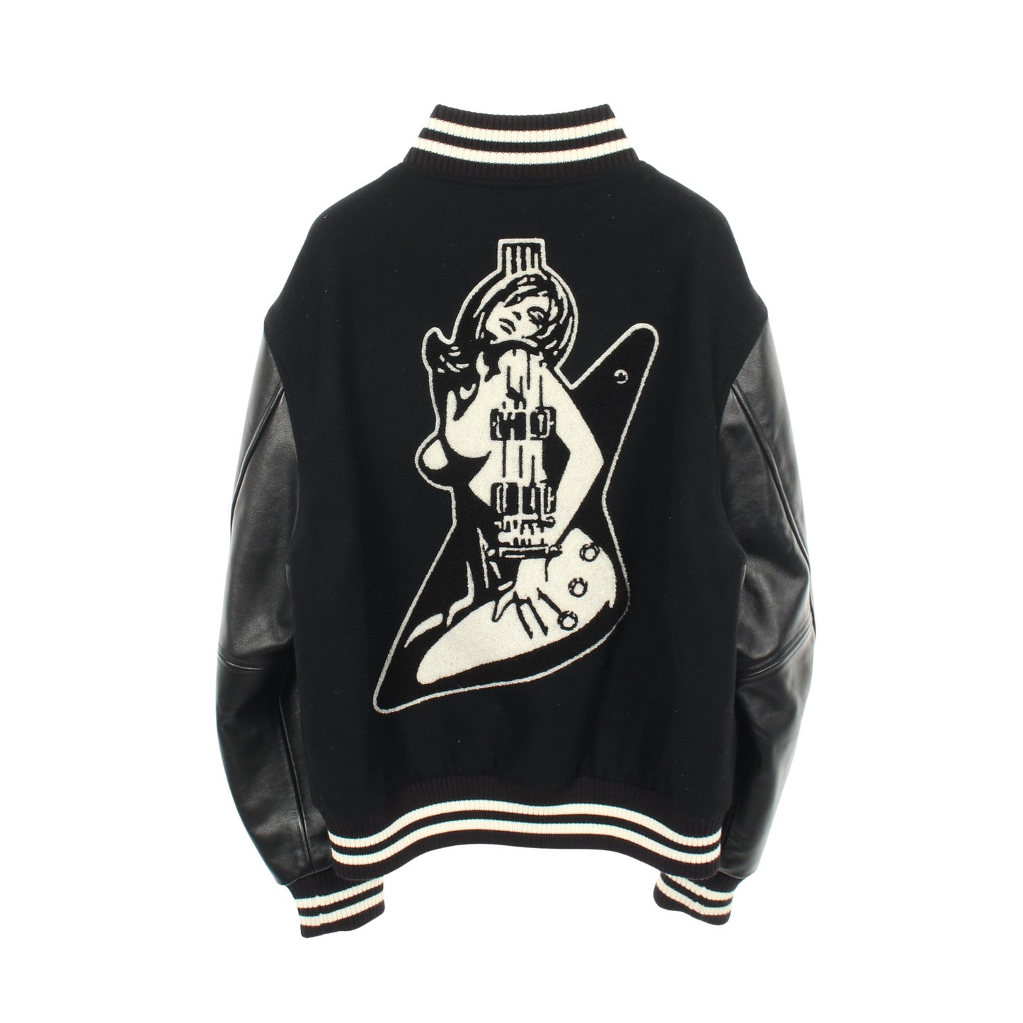 TURN THE MUSIC UP 切替 スタジャン ウール レザー ブラック アイボリー ヒステリックグラマー アウター HYSTERIC GLAMOUR