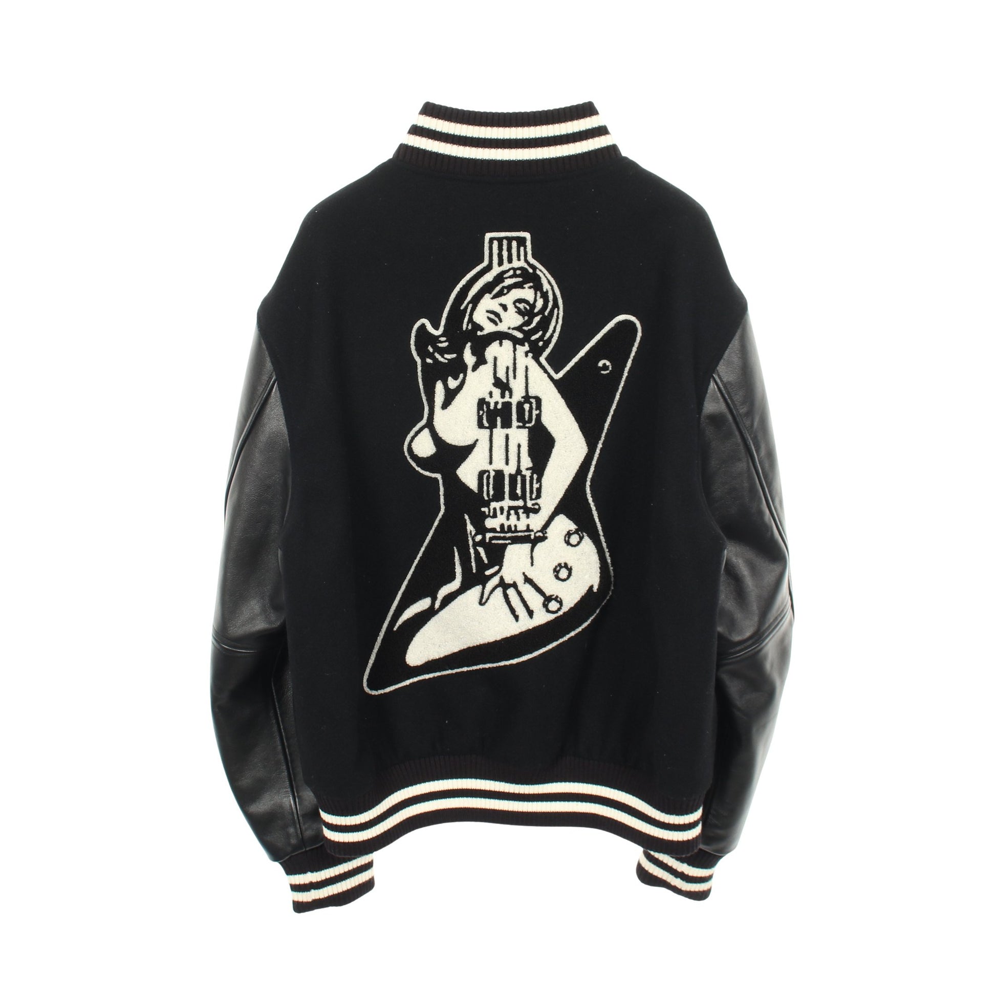 TURN THE MUSIC UP 切替 スタジャン ウール レザー ブラック アイボリー ヒステリックグラマー アウター HYSTERIC GLAMOUR